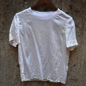 Alice + Olivia Classics White Silk Blend Short Sleeve Tee – Size S